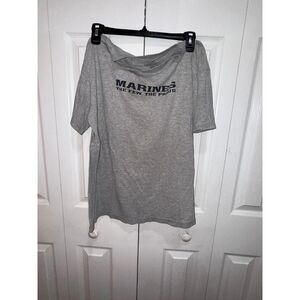 Marines T Shirt The Few The Proud USMC Military Graphic Tee Gray Large MINT